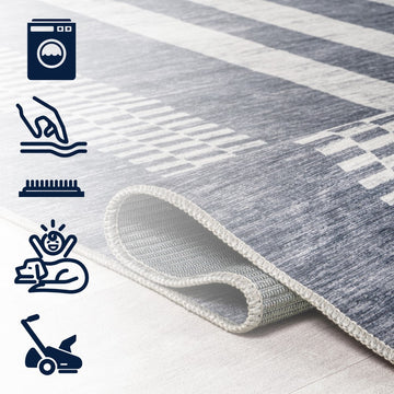 Vichy Geometric Striped Machine-washable Area Rug